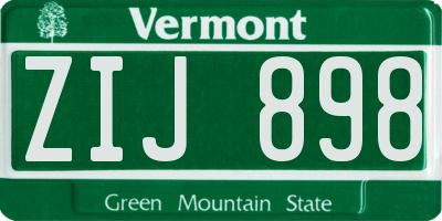 VT license plate ZIJ898