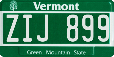VT license plate ZIJ899