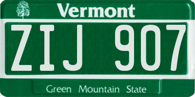 VT license plate ZIJ907