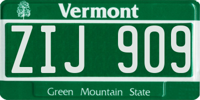 VT license plate ZIJ909