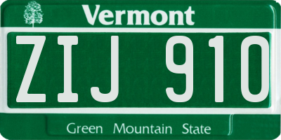 VT license plate ZIJ910