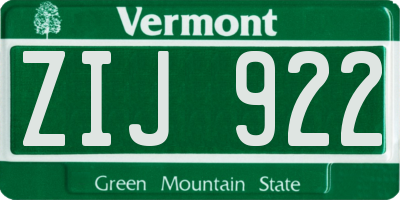 VT license plate ZIJ922