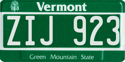 VT license plate ZIJ923