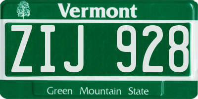 VT license plate ZIJ928