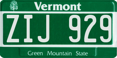 VT license plate ZIJ929