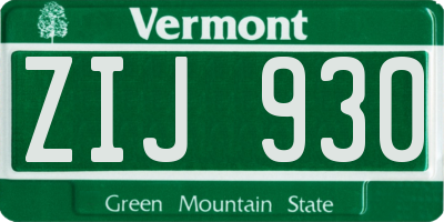 VT license plate ZIJ930