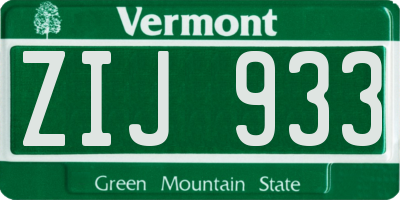 VT license plate ZIJ933