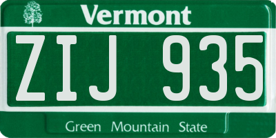 VT license plate ZIJ935