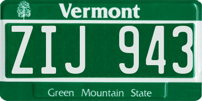VT license plate ZIJ943