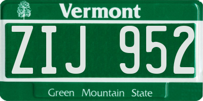VT license plate ZIJ952