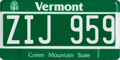 VT license plate ZIJ959