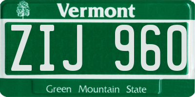 VT license plate ZIJ960