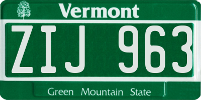 VT license plate ZIJ963