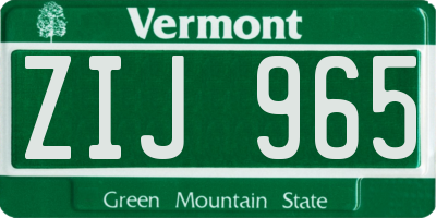 VT license plate ZIJ965
