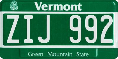 VT license plate ZIJ992