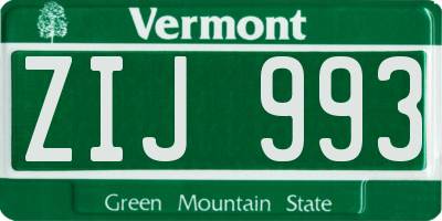 VT license plate ZIJ993