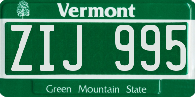 VT license plate ZIJ995