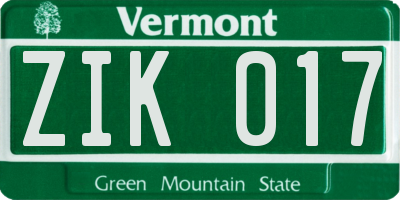 VT license plate ZIK017