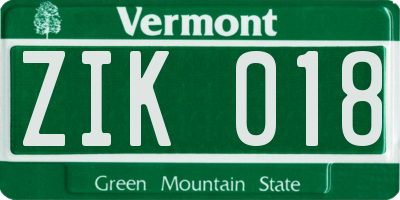 VT license plate ZIK018
