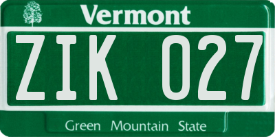 VT license plate ZIK027