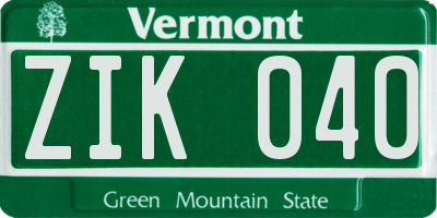 VT license plate ZIK040