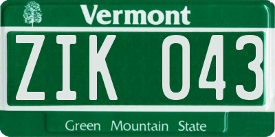 VT license plate ZIK043