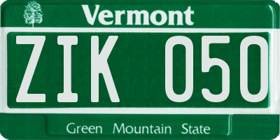 VT license plate ZIK050