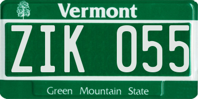 VT license plate ZIK055