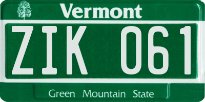 VT license plate ZIK061