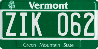 VT license plate ZIK062
