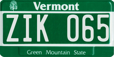 VT license plate ZIK065