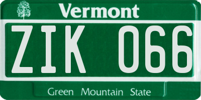 VT license plate ZIK066