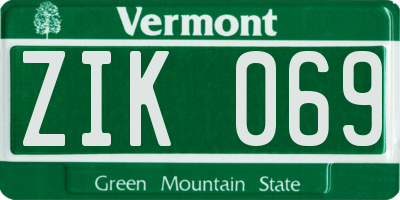 VT license plate ZIK069
