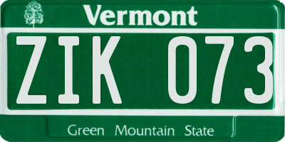 VT license plate ZIK073