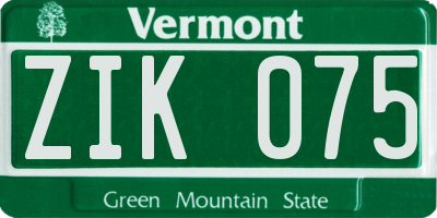 VT license plate ZIK075