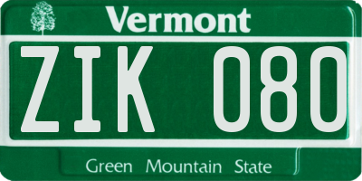 VT license plate ZIK080