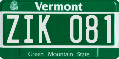 VT license plate ZIK081