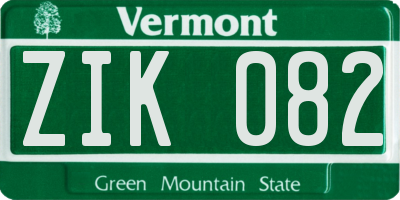 VT license plate ZIK082