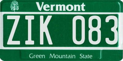 VT license plate ZIK083
