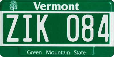 VT license plate ZIK084