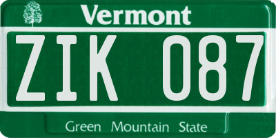 VT license plate ZIK087