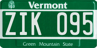 VT license plate ZIK095