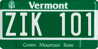 VT license plate ZIK101