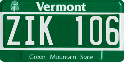 VT license plate ZIK106