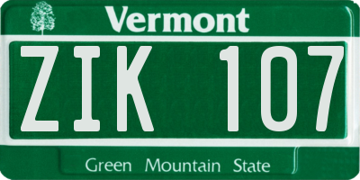 VT license plate ZIK107