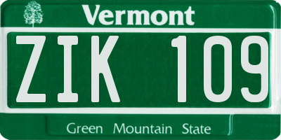 VT license plate ZIK109