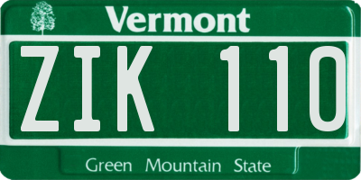 VT license plate ZIK110