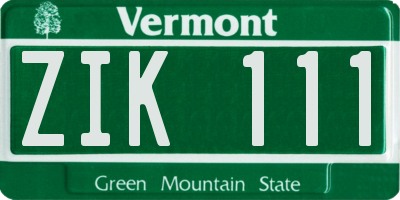 VT license plate ZIK111