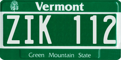 VT license plate ZIK112