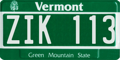 VT license plate ZIK113